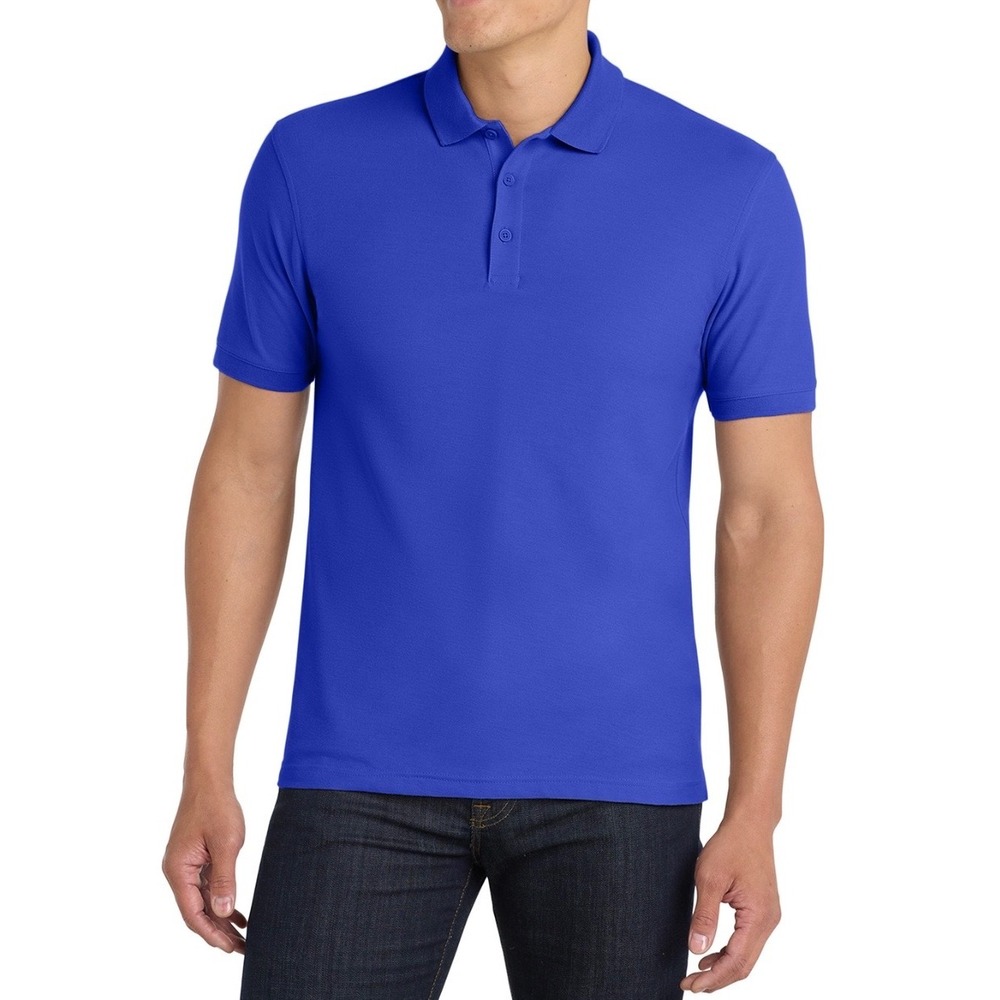 Port Authority Mens Royal Blue Short Sleeve Pique Knit Polo Shirt 2XL